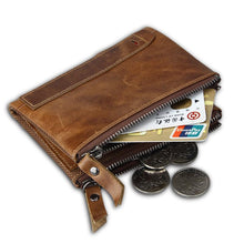 Load image into Gallery viewer, Crazy Horse Genuine Leather Double Zipper Wallet - 5 Colors