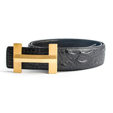 Load image into Gallery viewer, Luxury Crocodile Pattern Brass Buckle Leather Belt