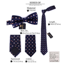 Load image into Gallery viewer, Luxury Bow Tie + Slim Neck Tie + Pocket Square Set - 20 Designs
