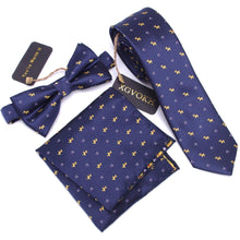 Load image into Gallery viewer, Luxury Bow Tie + Slim Neck Tie + Pocket Square Set - 20 Designs
