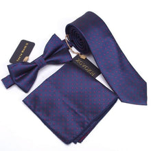 Load image into Gallery viewer, Luxury Bow Tie + Slim Neck Tie + Pocket Square Set - 20 Designs
