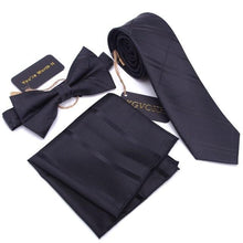 Load image into Gallery viewer, Luxury Bow Tie + Slim Neck Tie + Pocket Square Set - 20 Designs
