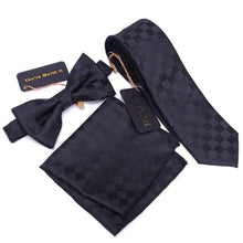 Load image into Gallery viewer, Luxury Bow Tie + Slim Neck Tie + Pocket Square Set - 20 Designs
