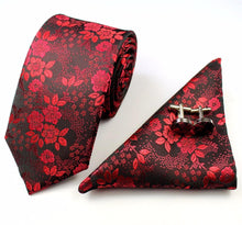 Load image into Gallery viewer, Premium Jacquard Silk Necktie/Pocket Square/Cufflinks Set - 10 Colors
