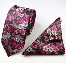 Load image into Gallery viewer, Premium Jacquard Silk Necktie/Pocket Square/Cufflinks Set - 10 Colors
