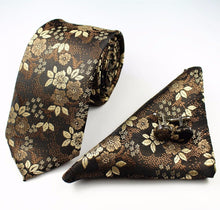 Load image into Gallery viewer, Premium Jacquard Silk Necktie/Pocket Square/Cufflinks Set - 10 Colors

