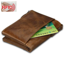 Load image into Gallery viewer, Crazy Horse Genuine Leather Double Zipper Wallet - 5 Colors
