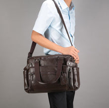 Load image into Gallery viewer, Luxury Leather Multipurpose Business Briefcase/Duffel Bag
