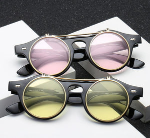 1912 Vintage Round Flip Up Sunglasses