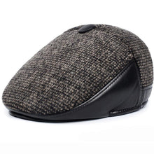 Load image into Gallery viewer, Retro Plaided Leather Newsboy Beret Hat
